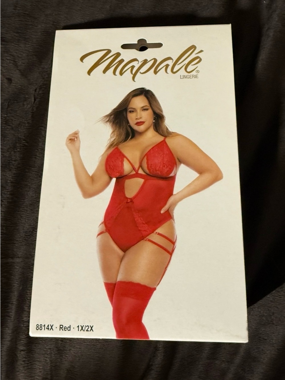 Mapale Red Plus-Size Lace & Mesh Teddy - 1X/2X